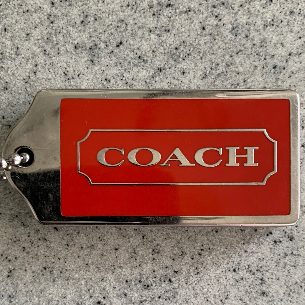 COACH RARE SILVER ORANGE KEYCHAIN HANG TAG PERFUME HINGED